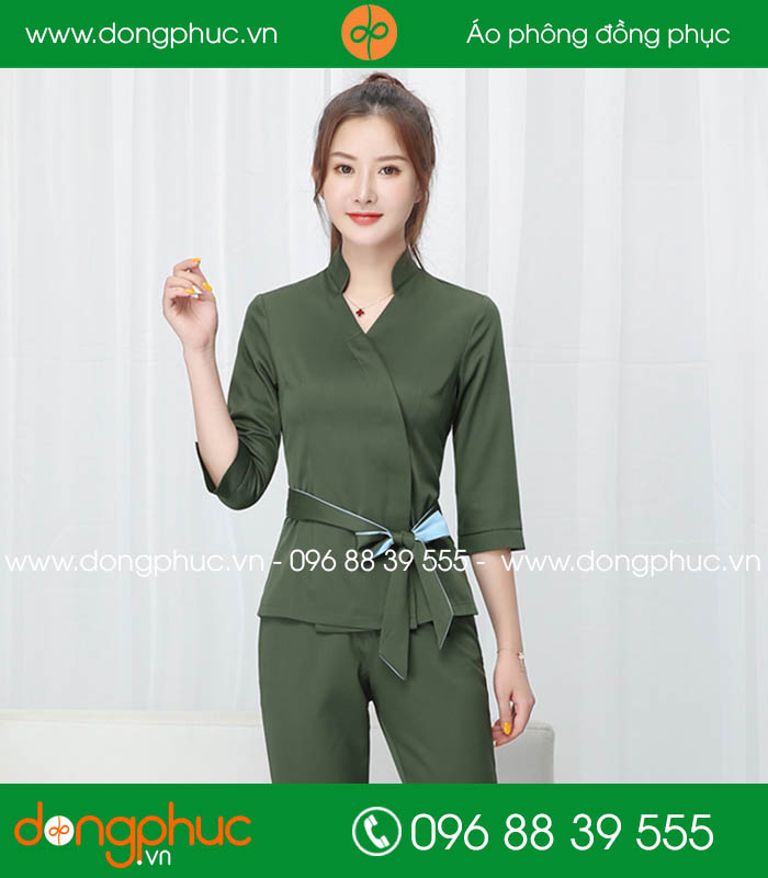 Đồng phục spa màu xanh rêu